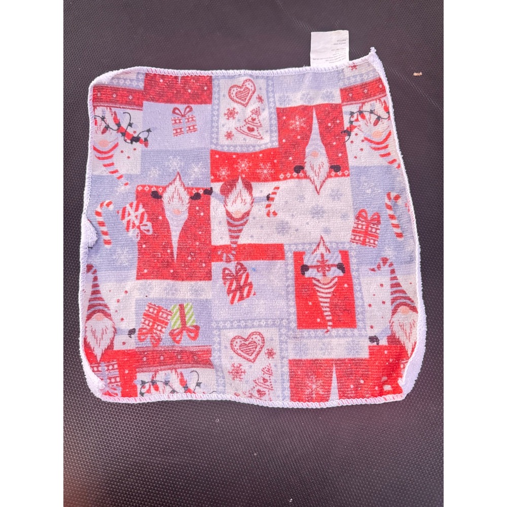 VTG‎ Christmas Gnome Holiday Washcloth 
Microfiber Small Square Towel